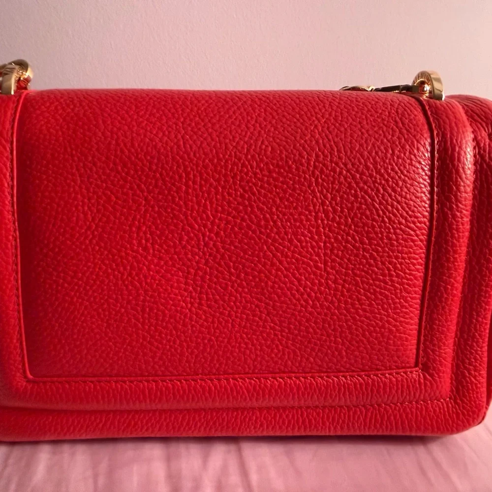 Valentino By Mario Valentino Red Studded V-Logo Shoulder Bag - Picture 5 of 13